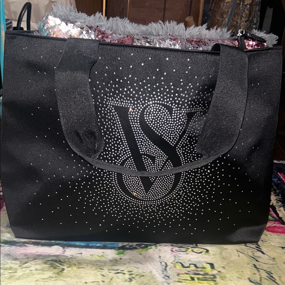 Victoria's Secret Black Tote with Silver Accents